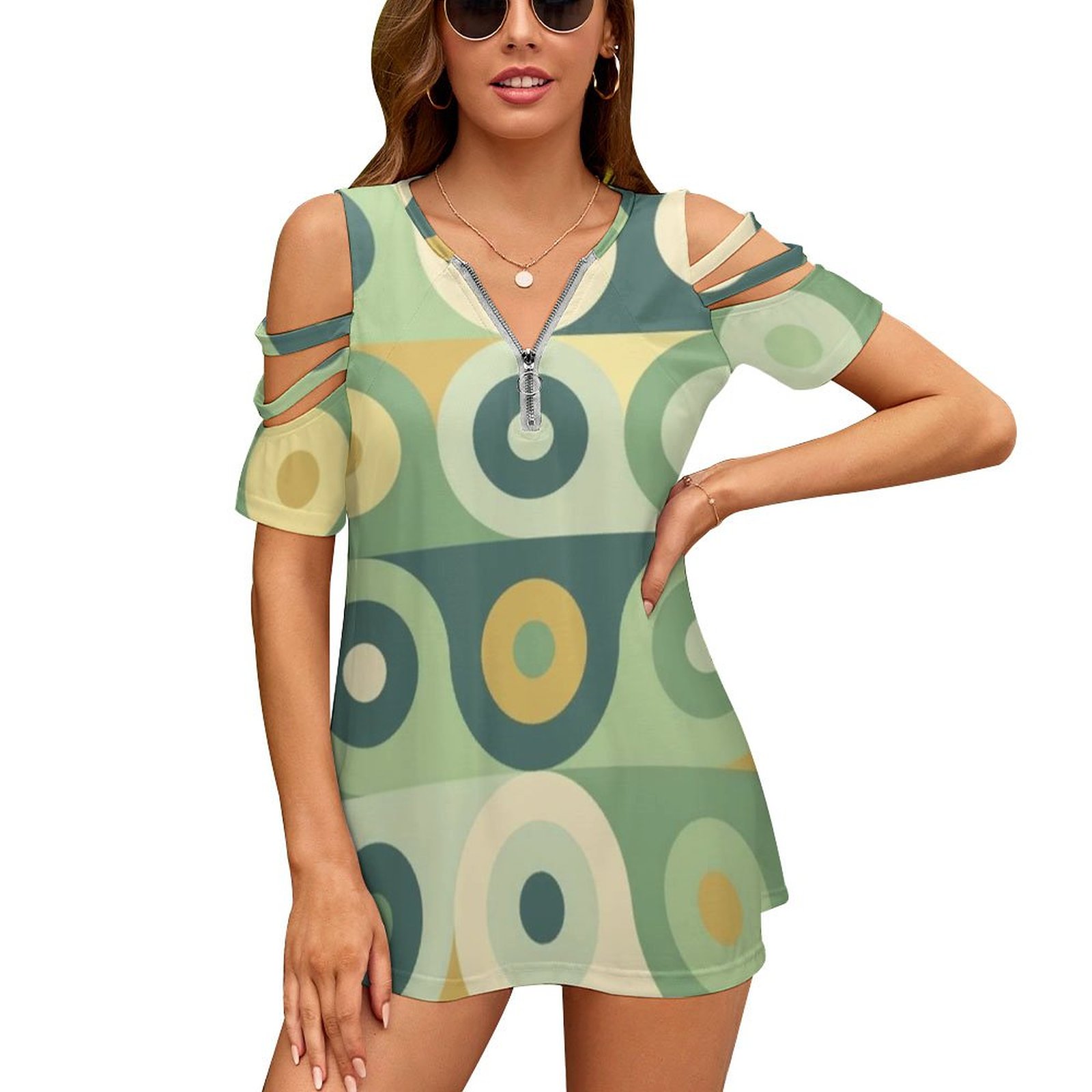 Women'S Fashion In The 60S - 女性のための70年代のプリントTシャツ,ジッパー付きトップス,さまざまなスタイル,レトロ,ディスコ,60年代,60年代のファッション