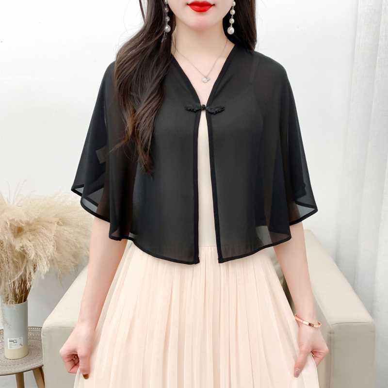 Women'S Fashion Knitwear - 夏の女性の日焼け止め服超薄型小さなコート新しいシフォンショールトップス通気性日焼け止めカーディガンシフォンショール
