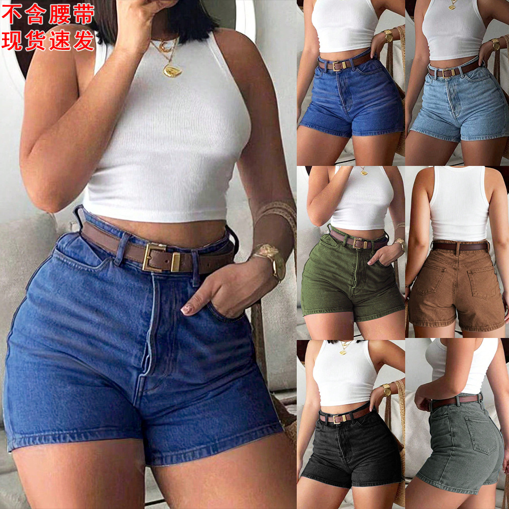Denim Shorts Women - レディース向け、夏用デニムショートパンツ、ハイウエスト、レトロ、スリム、スキニー、ストレッチジーンズ、ホットショートパンツ