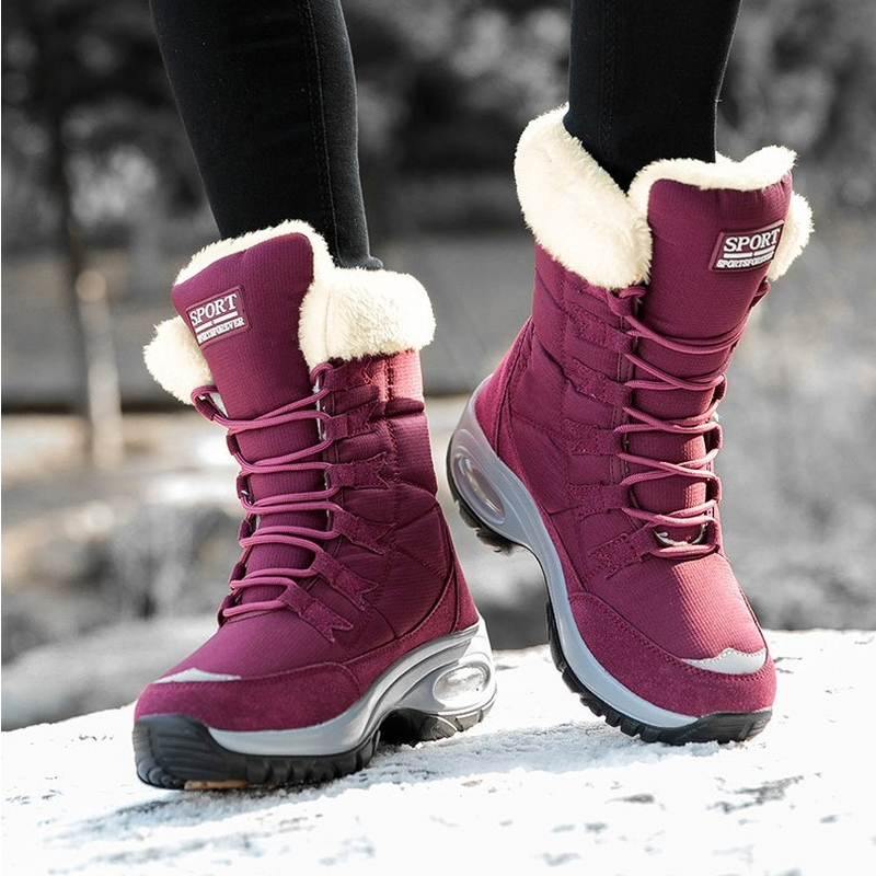 Women'S Fashion Hiking Boots - 高級婦人用スノーブーツ、ファッショナブルなプラッシュ素材の暖かい冬用ブーツ、高品質の滑り止めハイキングシューズ、女性用デザイナーシューズ、ボタス・ムヘール