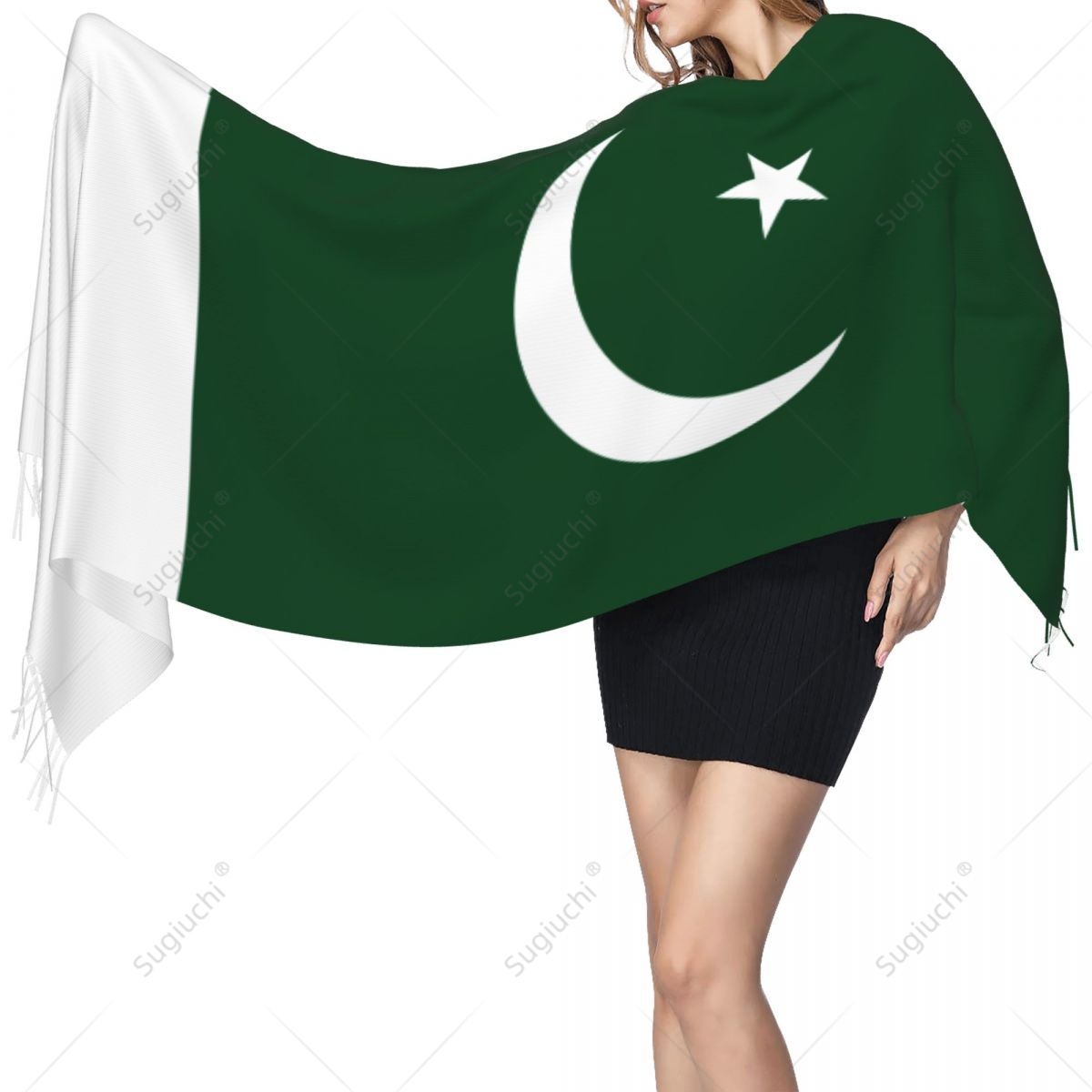 Women Fashion Pakistan - パキスタン国旗スカーフパシュミナ暖かいスカーフショールラップヒジャブ春冬多機能ユニセックス