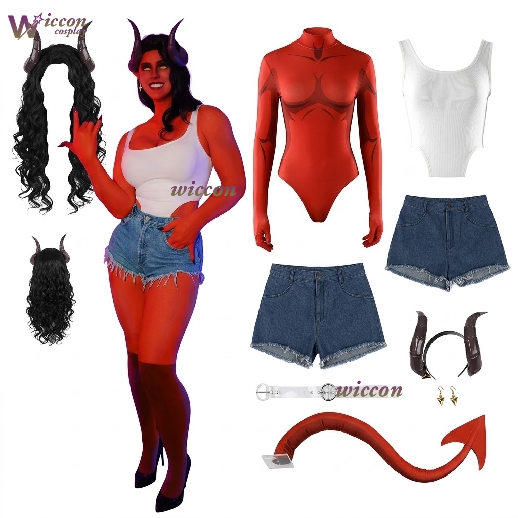 Denim Shorts Women - ゲームディスパッチディスパッチマレヴォラコスプレ白いベスト衣装デニムショーツ服ハロウィンジャンプスーツ衣装制服フルセット