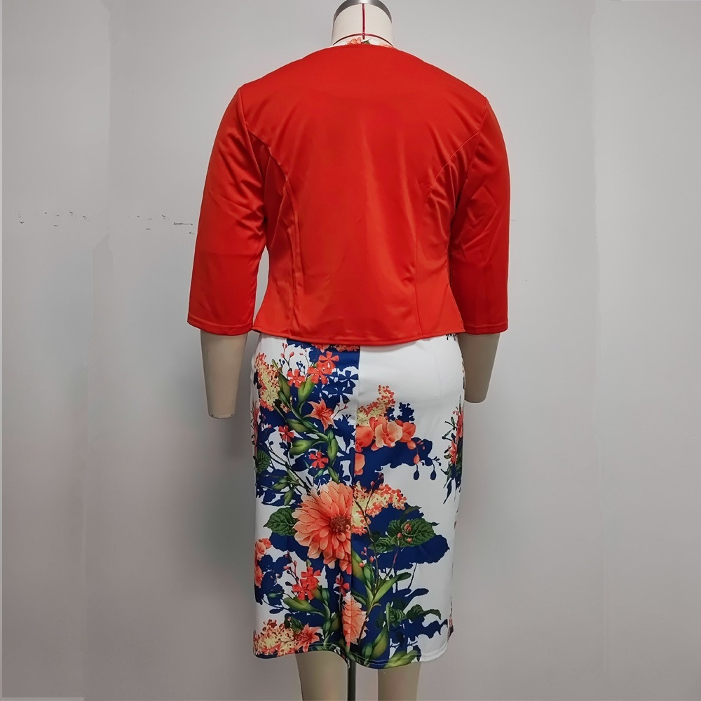 Women Fashion Pakistan - レディース長袖プリントファッションセット秋冬コートベストスカートドレスアンサンブル