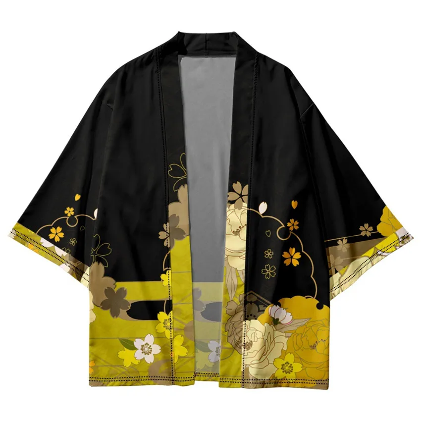 Kimono Cardigan Women - 日本の伝統的なカーディガンローブ男性と女性原宿花柄プリント着物コスプレ女性ビーチ羽織浴衣着物