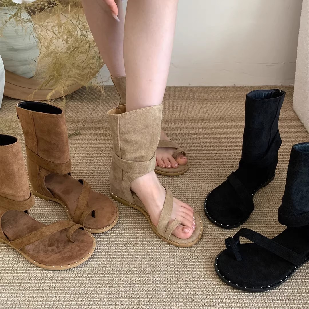 Women Fashion Youtube - 2026年夏 レディース サンダル 多用途 ショートブーツ クールブーツ