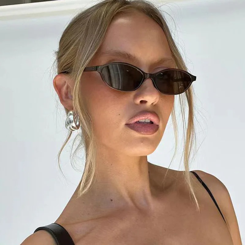 Women'S Fashion Eyeglasses - レトロオーバルフレームサングラスファッション女性トレンディな小さなフレームサングラスパンクキャットアイサンシェード日焼け止め UV400 メガネ