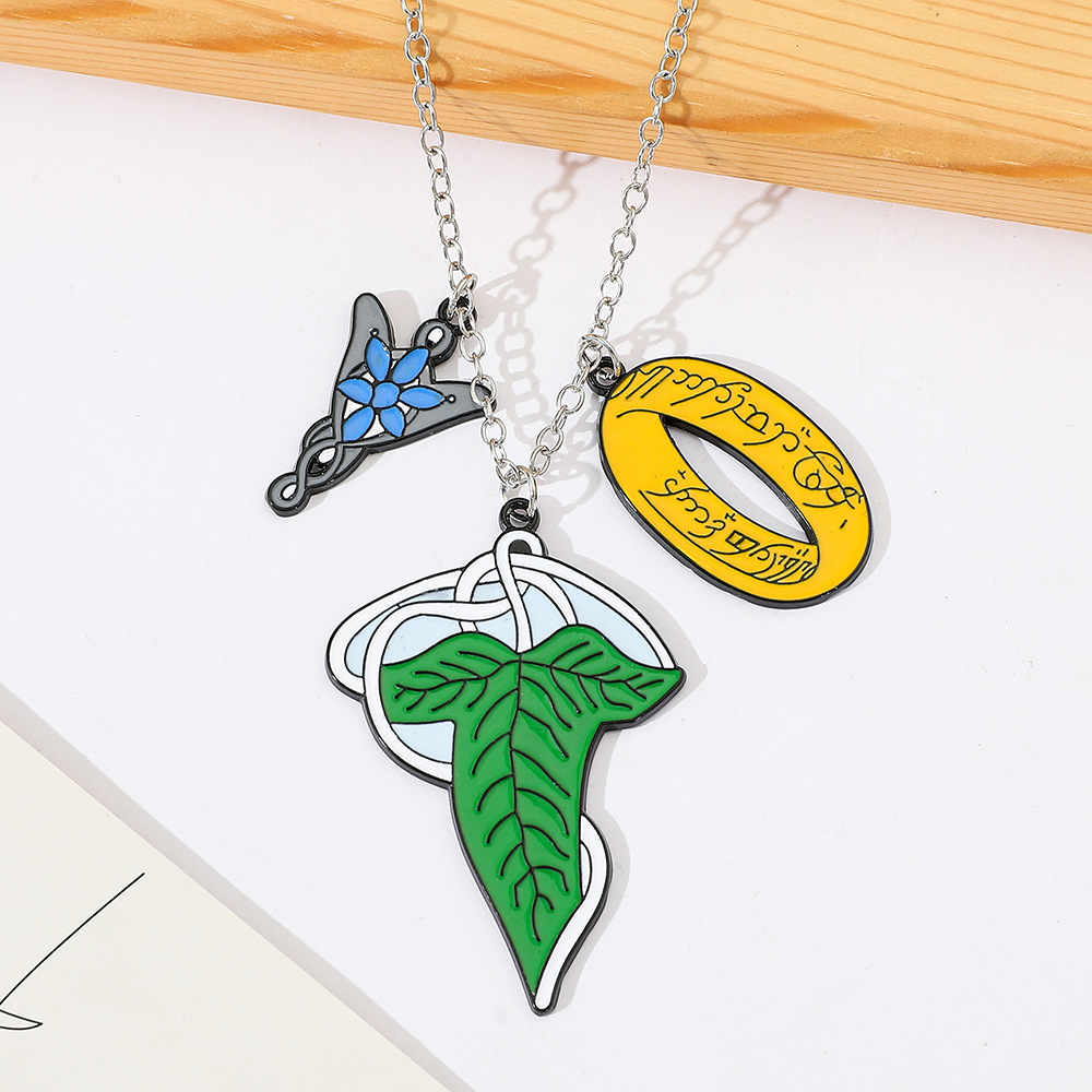 Women Fashion Rings - ロード・オブ・ザ・リング エルフネックレス ファッション クリエイティブ リーフペンダント コスプレ