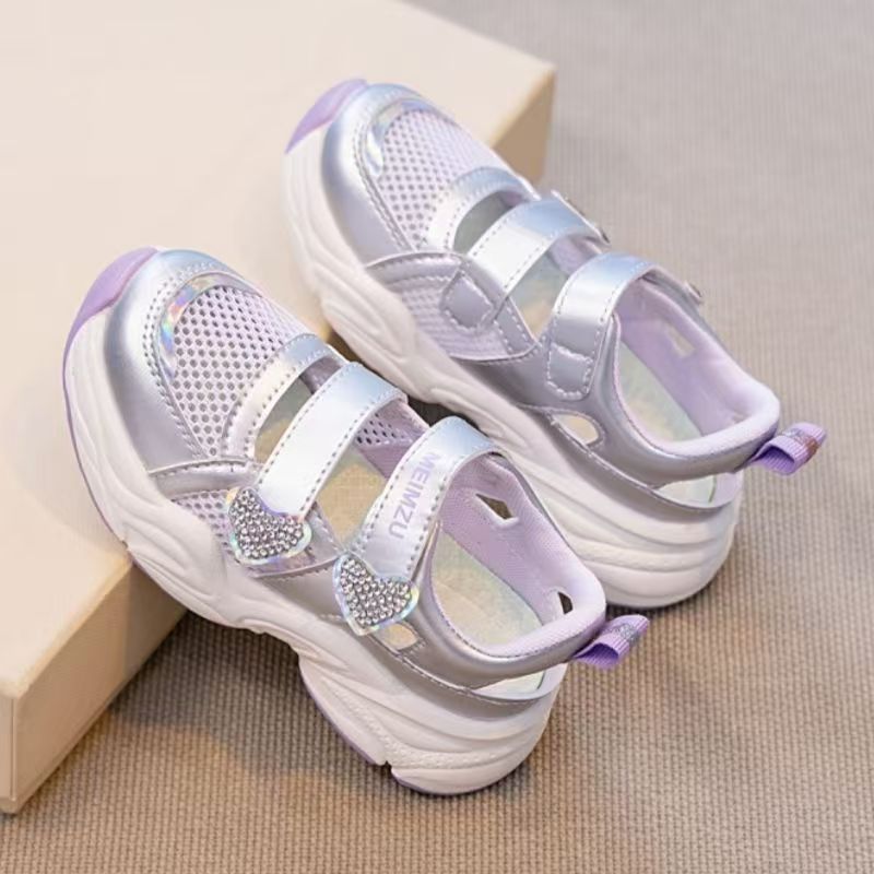 Women'S Fashion Velcro Sneakers - 夏の新しい女の子用メッシュ中空カジュアルスニーカー厚底滑り止め軽量通気性ファッショナブルベルクロスポーツサンダル