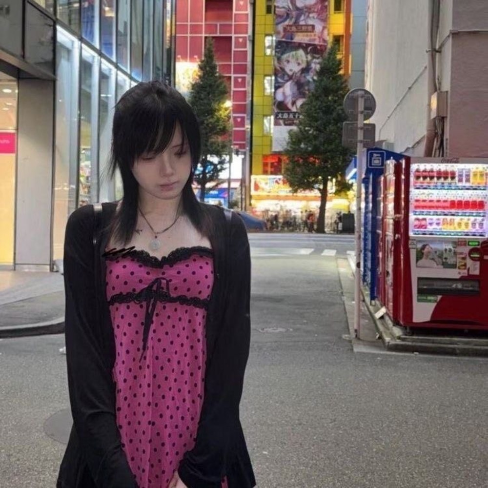 Women'S Fashion Knitwear - 和菓子 2 点セット女性ポルカドットホルターベスト Y2k レースパッチワークトップスシックなカーディガン原宿ファッションヴィンテージ衣装