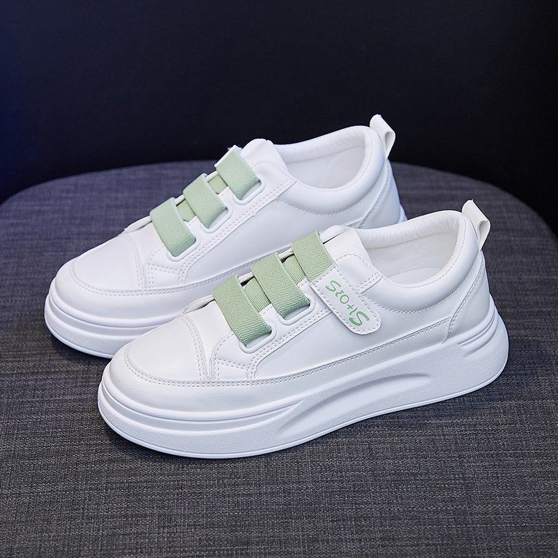 Women'S Fashion Velcro Sneakers - ハイカットホワイトスニーカー 2025 レディース 春秋 厚底 マジックテープ