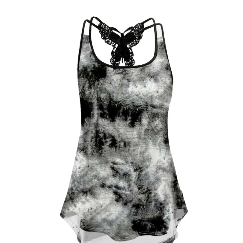 Women Fashion Vest - プラスサイズ 1XL-5XL プリントタンクトップセクシーなスリングシャツ背中の開いたベスト女性ファッションストリート弾性キャミソール