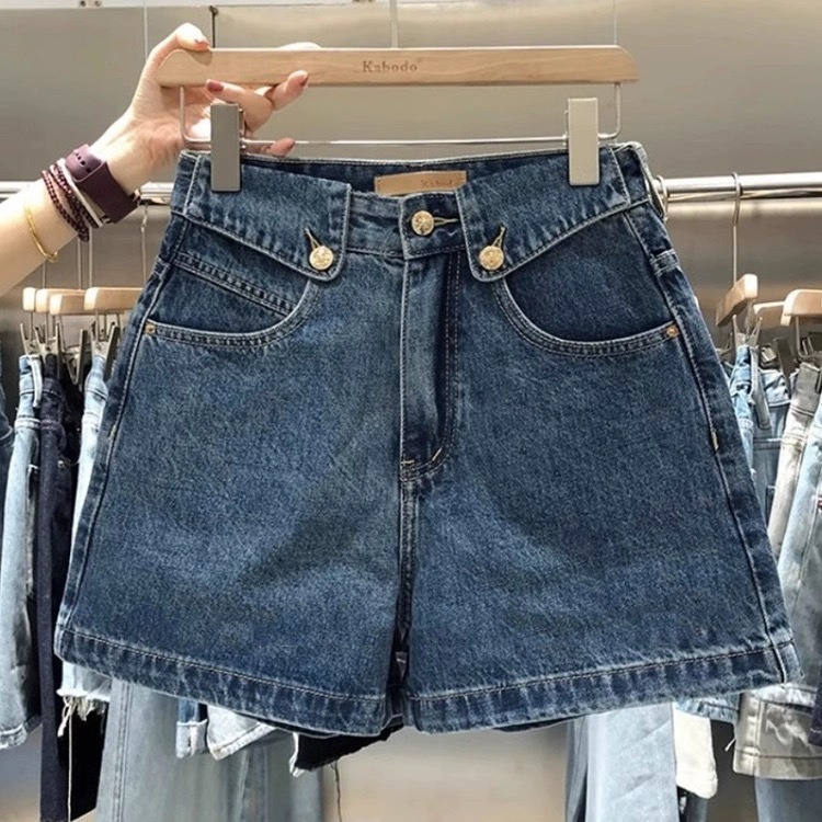 Denim Shorts Women - 女性向けニッチハイデザインカフスヘムAラインワイドレッグデニムショーツ2026新作ハイライズトレンドサマーカジュアルボトムス