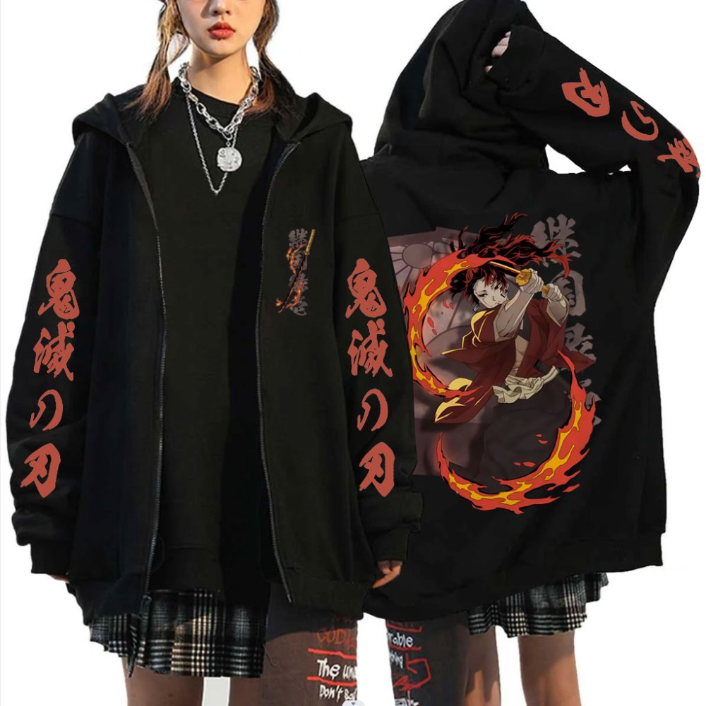 Women'S Fashion Zip Hoodie - 新しい鬼滅の刃継国縁壱グッズジッパーフーディ男性女性ファッションオーバーサイズジップアップジャケット男性フリースジップアップスウェットシャツ