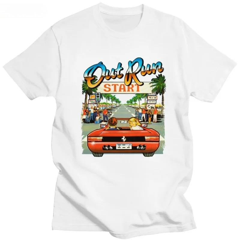 Women Fashion 80S - 日本のアーケードレーシングビデオゲームアウトラン Tシャツレディース半袖 80 年代レトロ原宿ファッションゲームコンソール Tシャツアウトラン Y2K