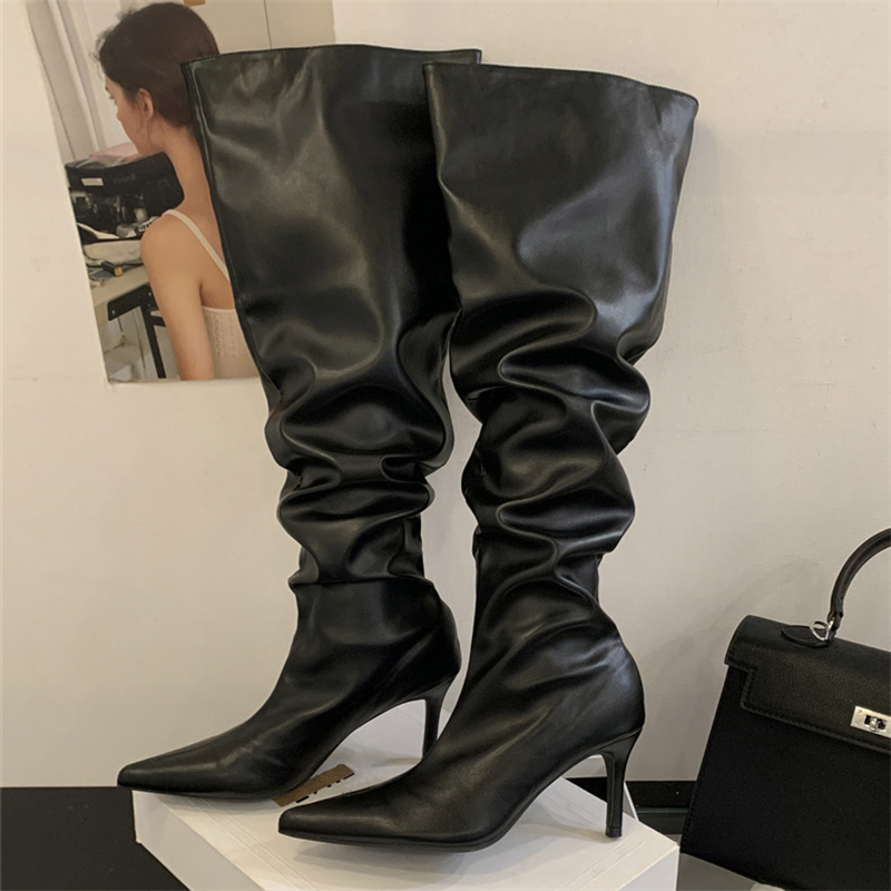 Eilyken 2026冬デザイン プリーツ ポインテッドト - Women'S Fashion Leather Boots のレビューと価格