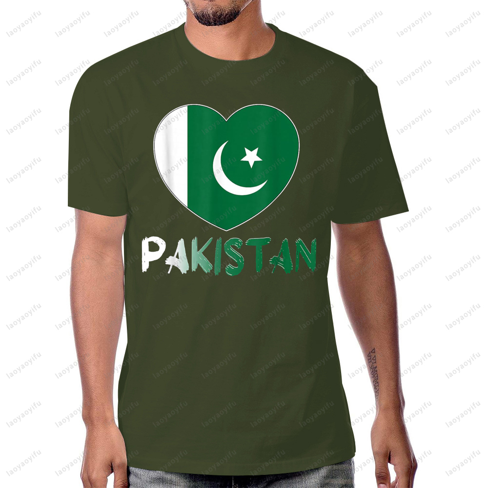 パキスタン国旗ハートグラフィックプリントクラシック Tシャツ - Women Fashion Pakistan のレビューと価格