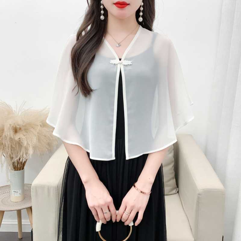 夏の女性の日焼け止め服超薄型小さなコート新しいシフォンショー - Women'S Fashion Knitwear のレビューと価格