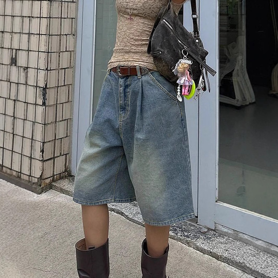 アメリカンレトロウォッシュデニム5点パンツ女性夏新作ルーズス - Denim Shorts Women のレビューと価格
