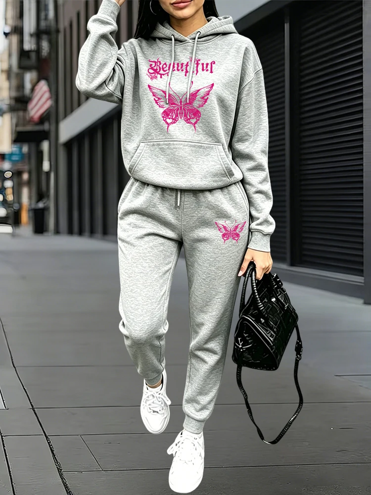 秋冬デイリーカジュアルスポーツジョガーセット パーカー+スウ - Women'S Fashion For 2026 のレビューと価格