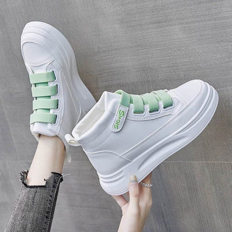 多用途の白いハイカットスニーカー女性用秋マジックベルクロ留め - Women'S Fashion Velcro Sneakers のレビューと価格