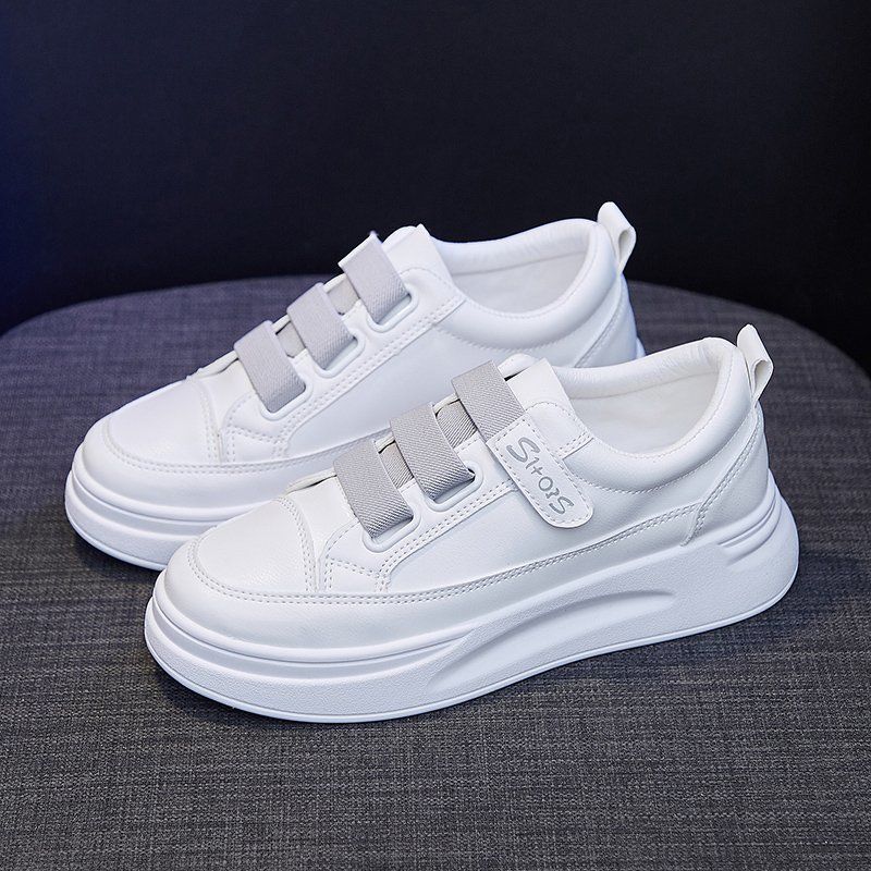多用途の白いハイカットスニーカー女性用秋マジックベルクロ留め - Women'S Fashion Velcro Sneakers のレビューと価格