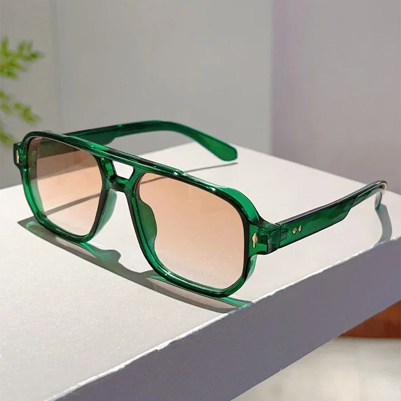 新しいヴィンテージダブルブリッジスクエアサングラスファッショ - Women'S Fashion Eyeglasses のレビューと価格