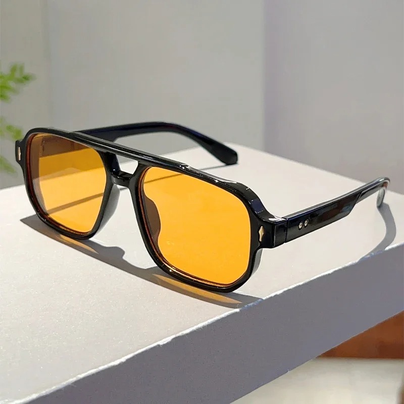 新しいヴィンテージダブルブリッジスクエアサングラスファッショ - Women'S Fashion Eyeglasses のレビューと価格