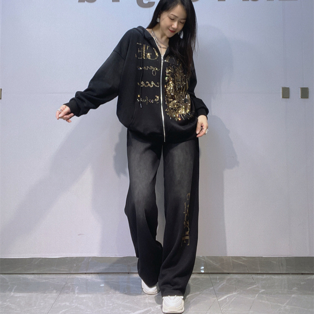 ファッショナブルな秋冬レディースフーディセット ホットダイヤ - Women'S Fashion Zip Hoodie のレビューと価格