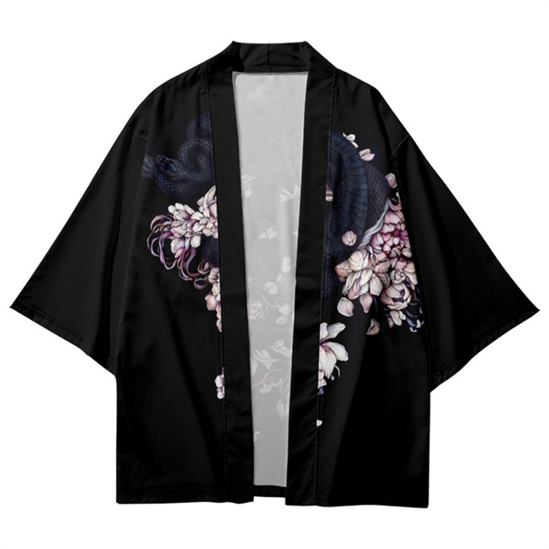 日本の伝統的なカーディガンローブ男性と女性原宿花柄プリント着 - Kimono Cardigan Women のレビューと価格