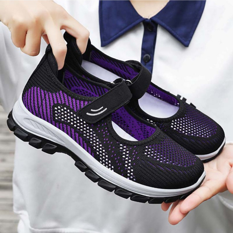 夏の女性の通気性メッシュスポーツシューズ軽量ベルクロスリップ - Women'S Fashion Velcro Sneakers のレビューと価格