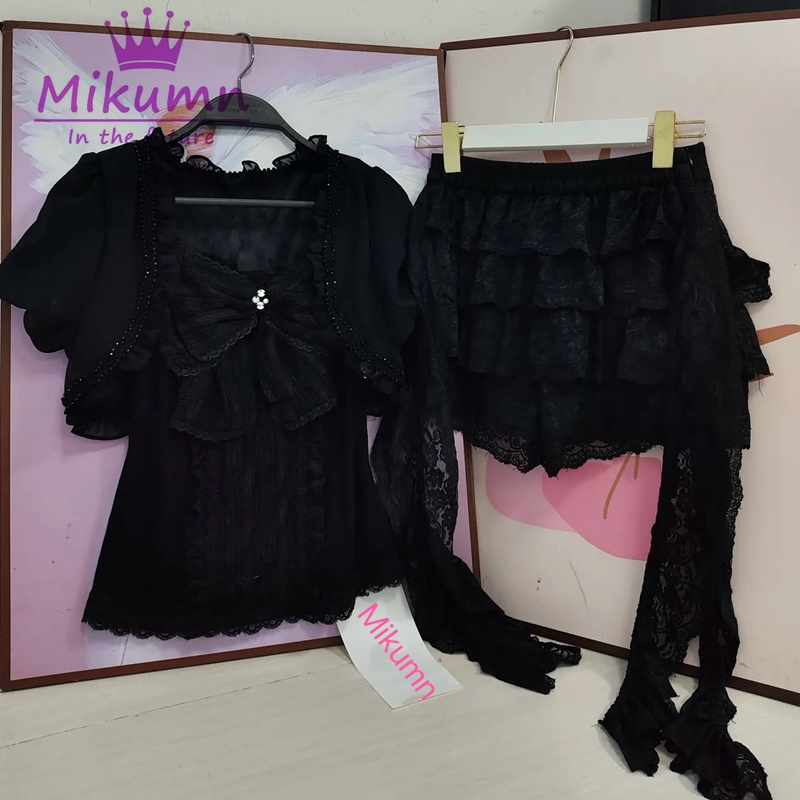 Mikumn ゴシックロリータブラックレース 3 点セット女 - Women'S Fashion Knitwear のレビューと価格