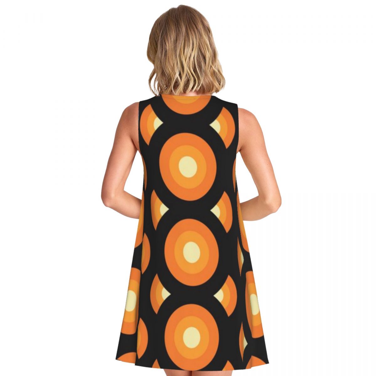 レトロ60年代70年代幾何学模様レディースノースリーブフォレ - Women'S Fashion In The 60S のレビューと価格