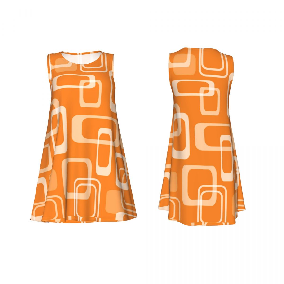 オレンジレトロモッドドレス 60年代風スクエアプリント モダ - Women'S Fashion In The 60S のレビューと価格