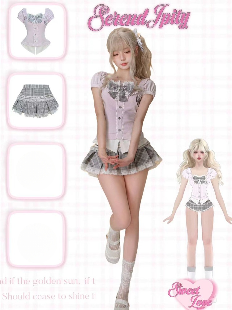 ゴシックY2Kヴィンテージプレッピースタイル2ピースセット  - Women'S Fashion Knitwear のレビューと価格