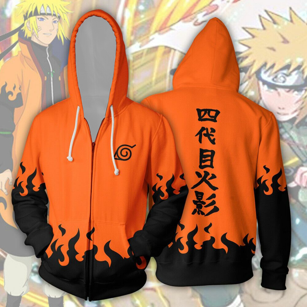 ナルト四代目火影ミナトアニメプリントコスプレジップアップパー - Women'S Fashion Zip Hoodie のレビューと価格