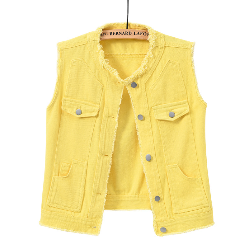 レディーススリムフィットノースリーブデニムベスト、ラウンドネ - Women Fashion Vest のレビューと価格