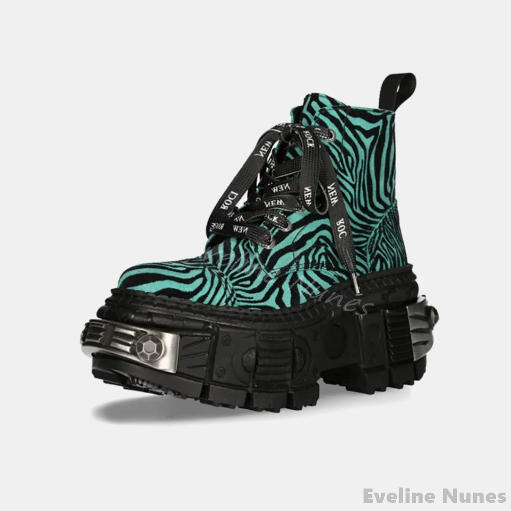 レトロなコントラストカラーのレオパード柄パンクブーツ、レディ - Women'S Fashion Leather Boots のレビューと価格