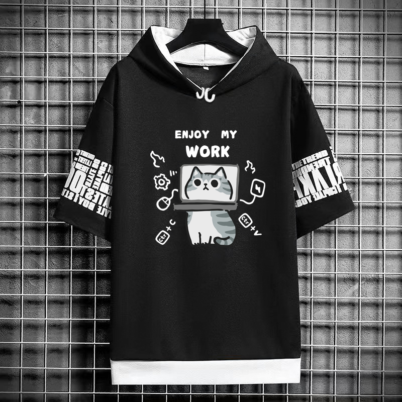 原宿メンズ Tシャツパーカー女性漫画猫プリントグラフィック  - Women'S Fashion Zip Hoodie のレビューと価格