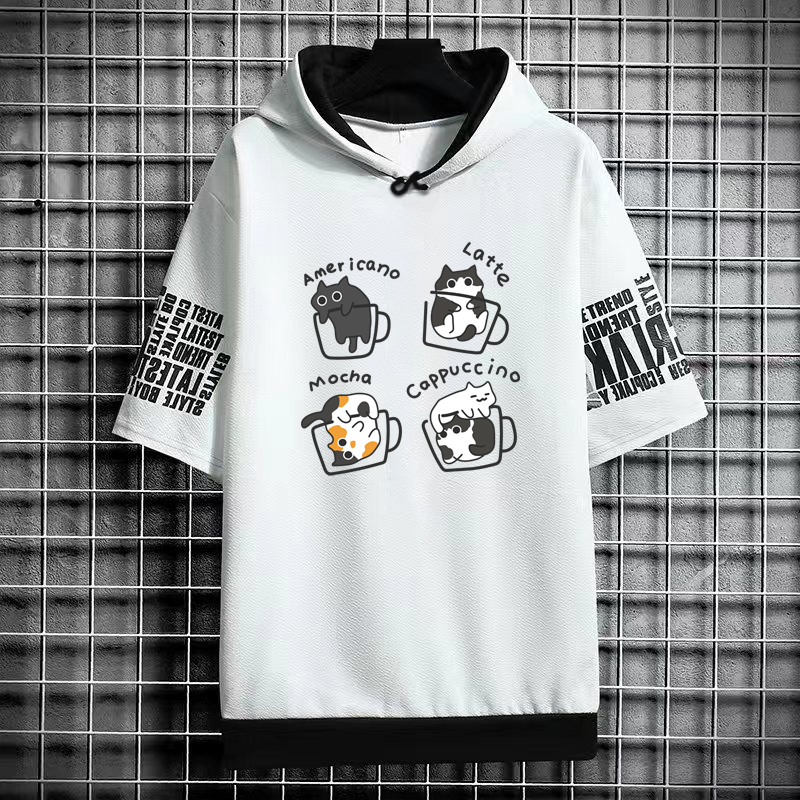 原宿メンズ Tシャツパーカー女性漫画猫プリントグラフィック  - Women'S Fashion Zip Hoodie のレビューと価格