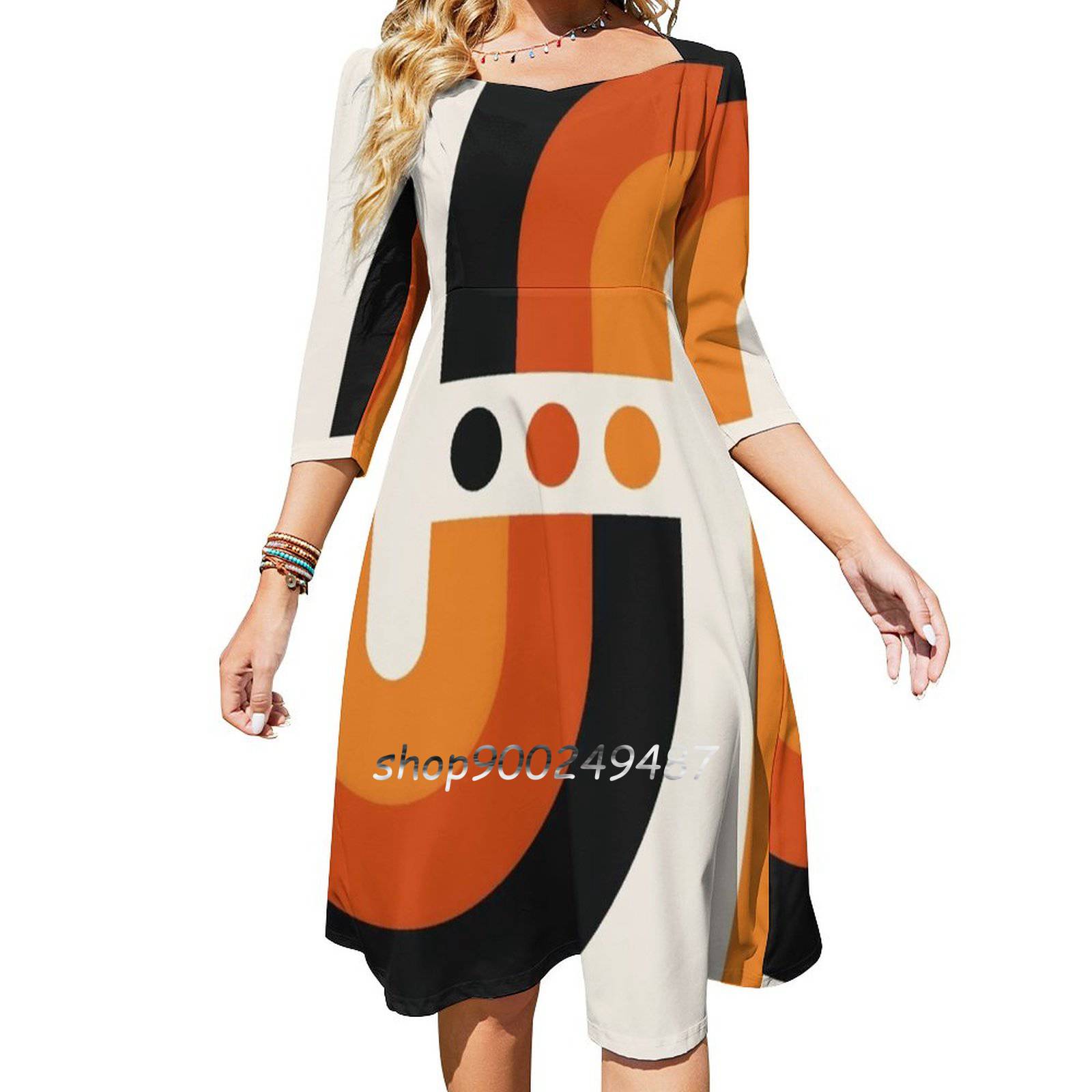 日没虹フレアドレススクエアネックドレスエレガントな女性のファ - Women'S Fashion In The 60S のレビューと価格