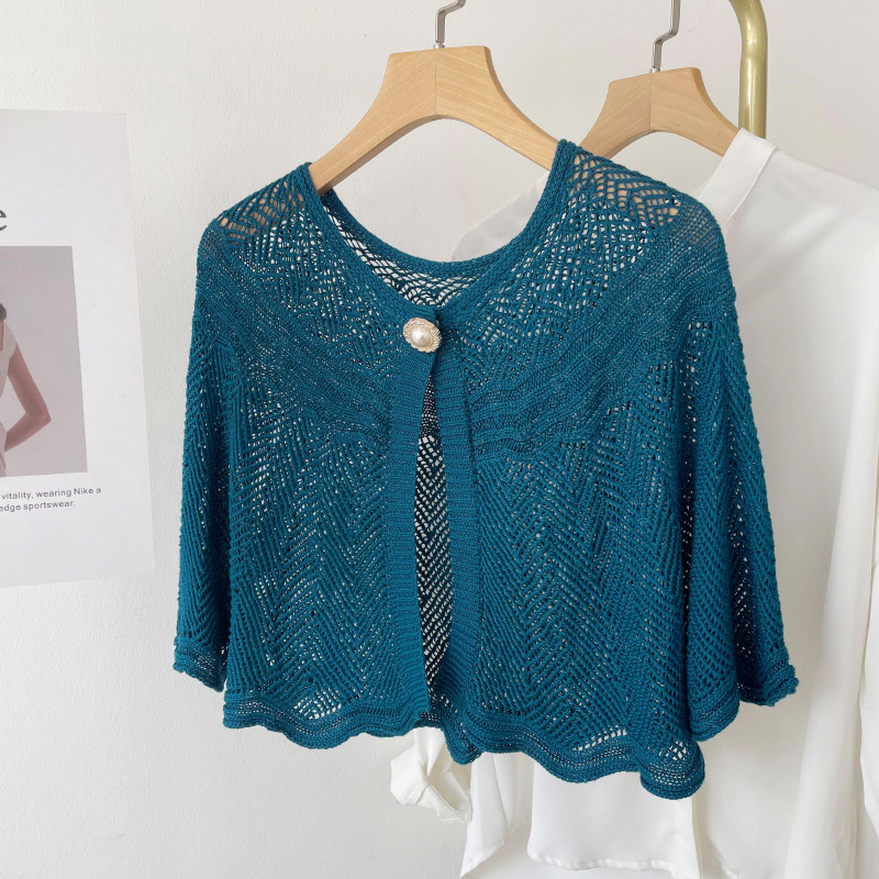 女性の夏のエレガントなかぎ針編みニットケープレースショートシ - Women'S Fashion Knitwear のレビューと価格