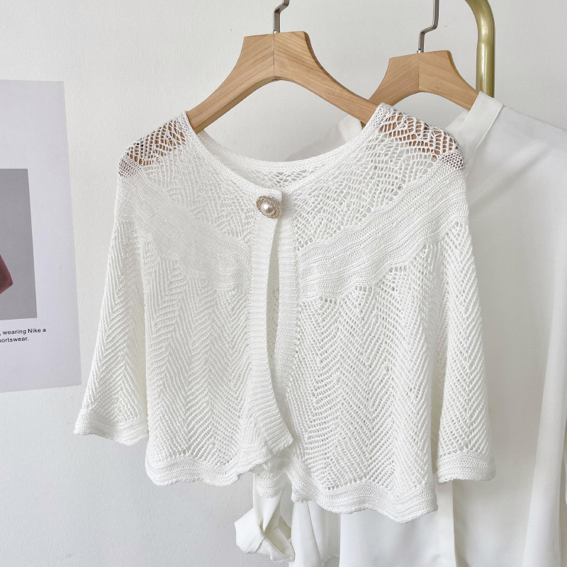 女性の夏のエレガントなかぎ針編みニットケープレースショートシ - Women'S Fashion Knitwear のレビューと価格