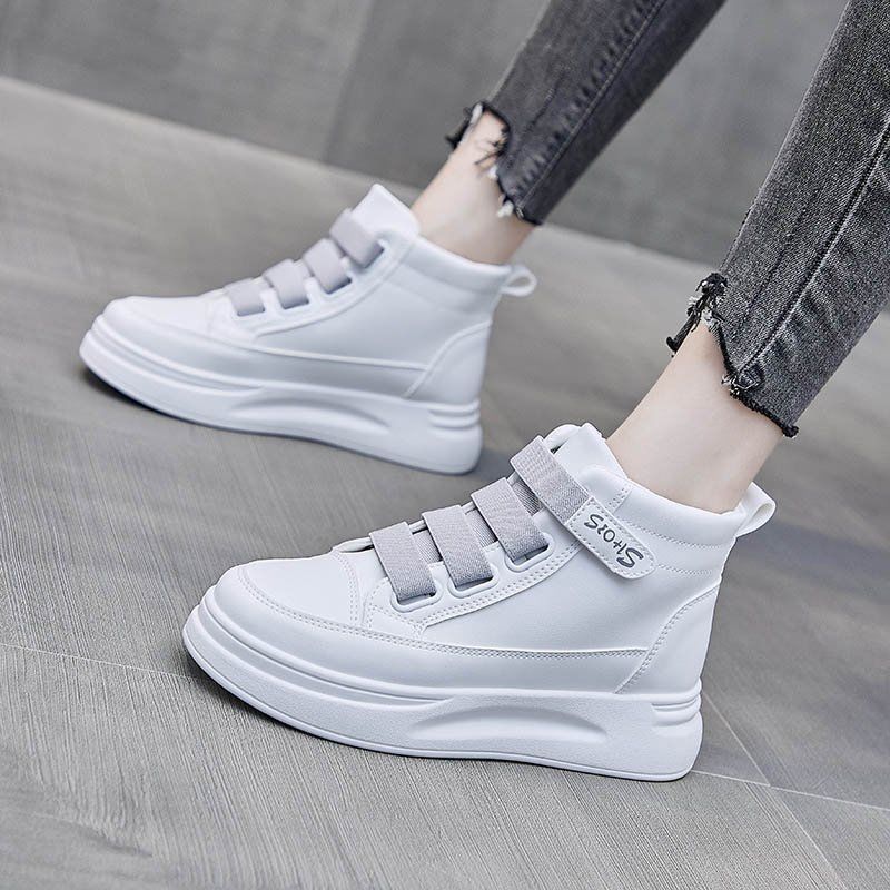ハイカットホワイトスニーカー 2025 レディース 春秋 厚 - Women'S Fashion Velcro Sneakers のレビューと価格