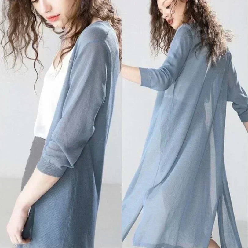 女性のための春と夏の日焼け止め服,女性のニットセーター,コー - Kimono Cardigan Women のレビューと価格