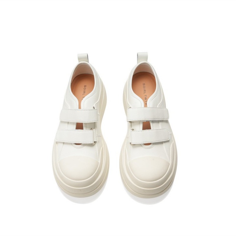 女性の中空通気性厚底ベルクロクッキーシューズマフィンボトムソ - Women'S Fashion Velcro Sneakers のレビューと価格