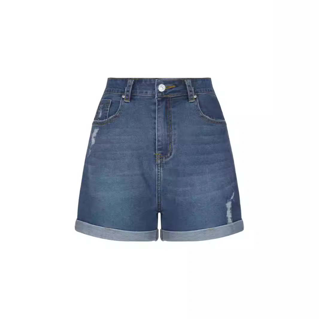 ショートパンツジーンズ女性ストリートデニムストレートボタンジ - Denim Shorts Women のレビューと価格