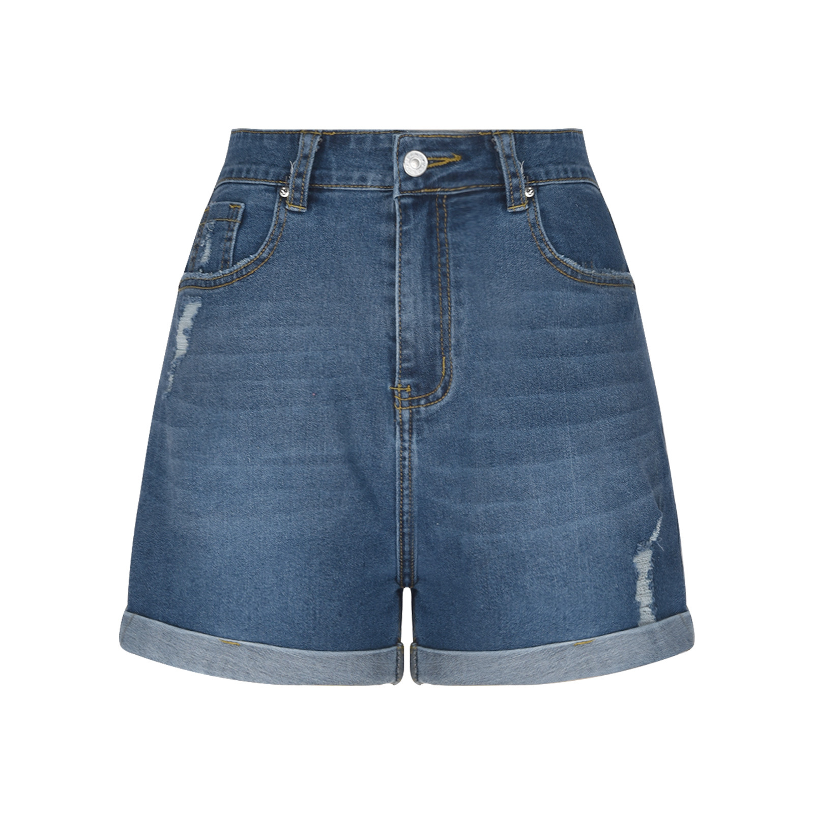 ショートパンツジーンズ女性ストリートデニムストレートボタンジ - Denim Shorts Women のレビューと価格
