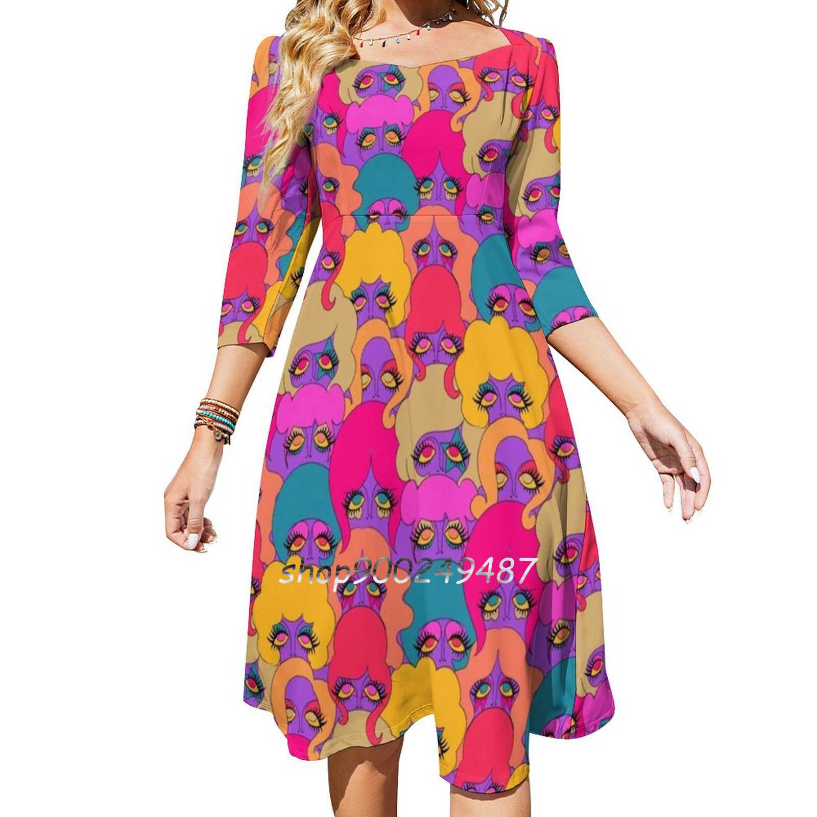 女性のためのハート型の結び目のあるフレアドレス,大きいサイズ - Women'S Fashion In The 60S のレビューと価格