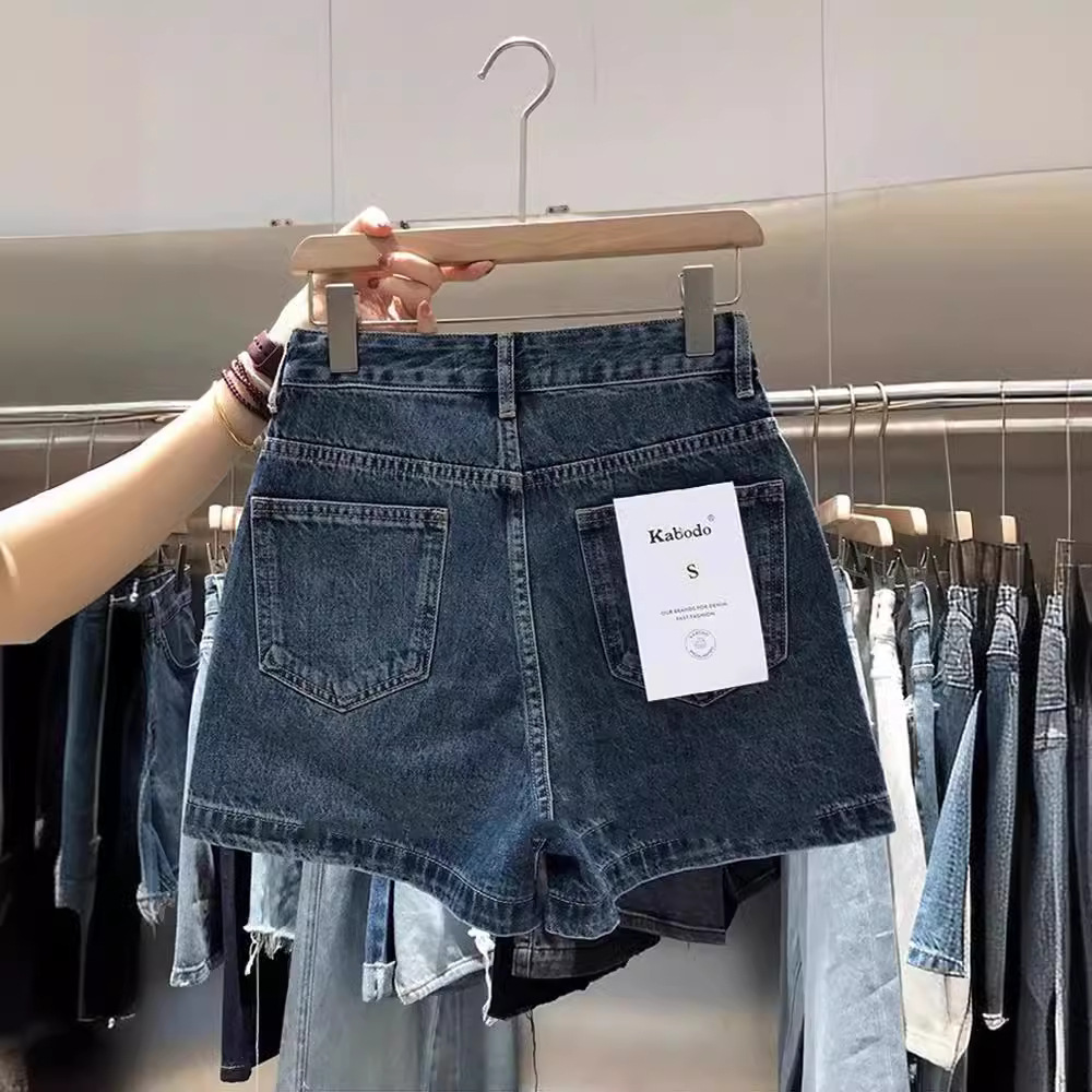女性向けニッチハイデザインカフスヘムAラインワイドレッグデニ - Denim Shorts Women のレビューと価格