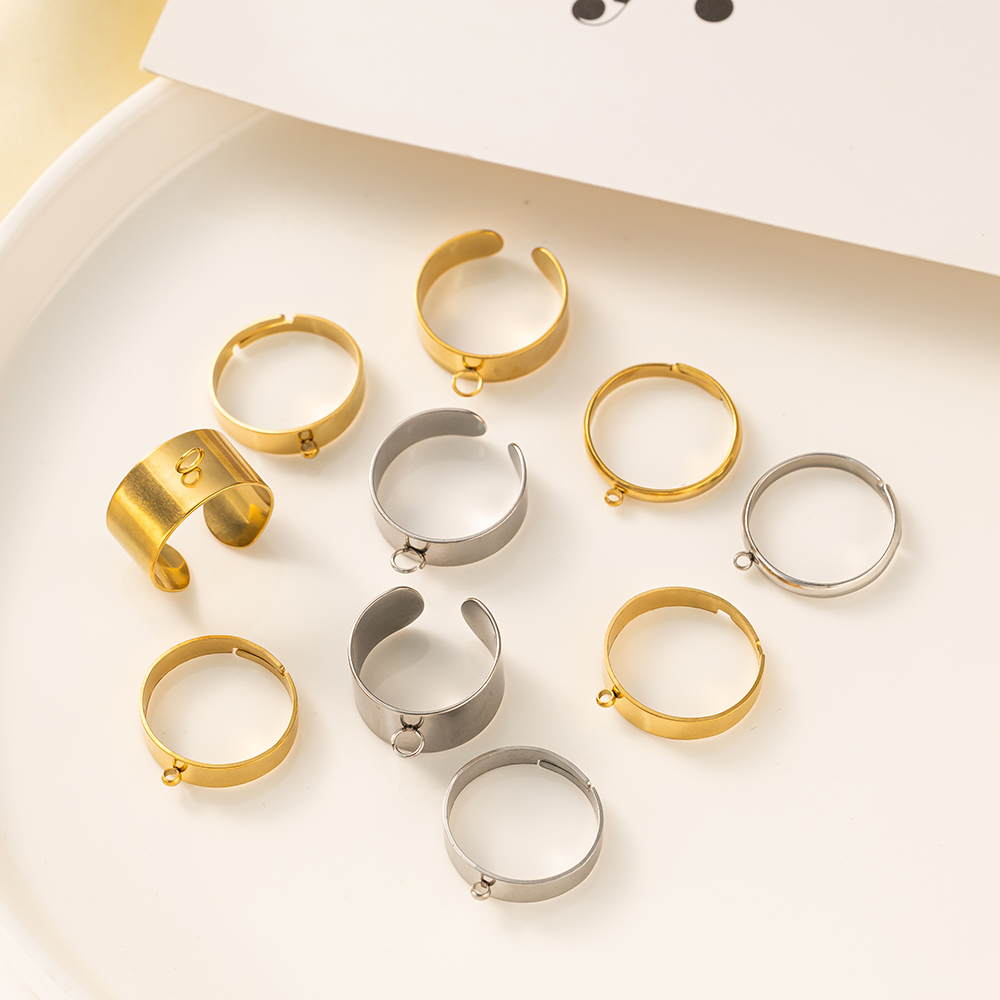 5 ピース/ロットステンレス鋼ゴールドカラーオープン調節可能 - Women Fashion Rings のレビューと価格
